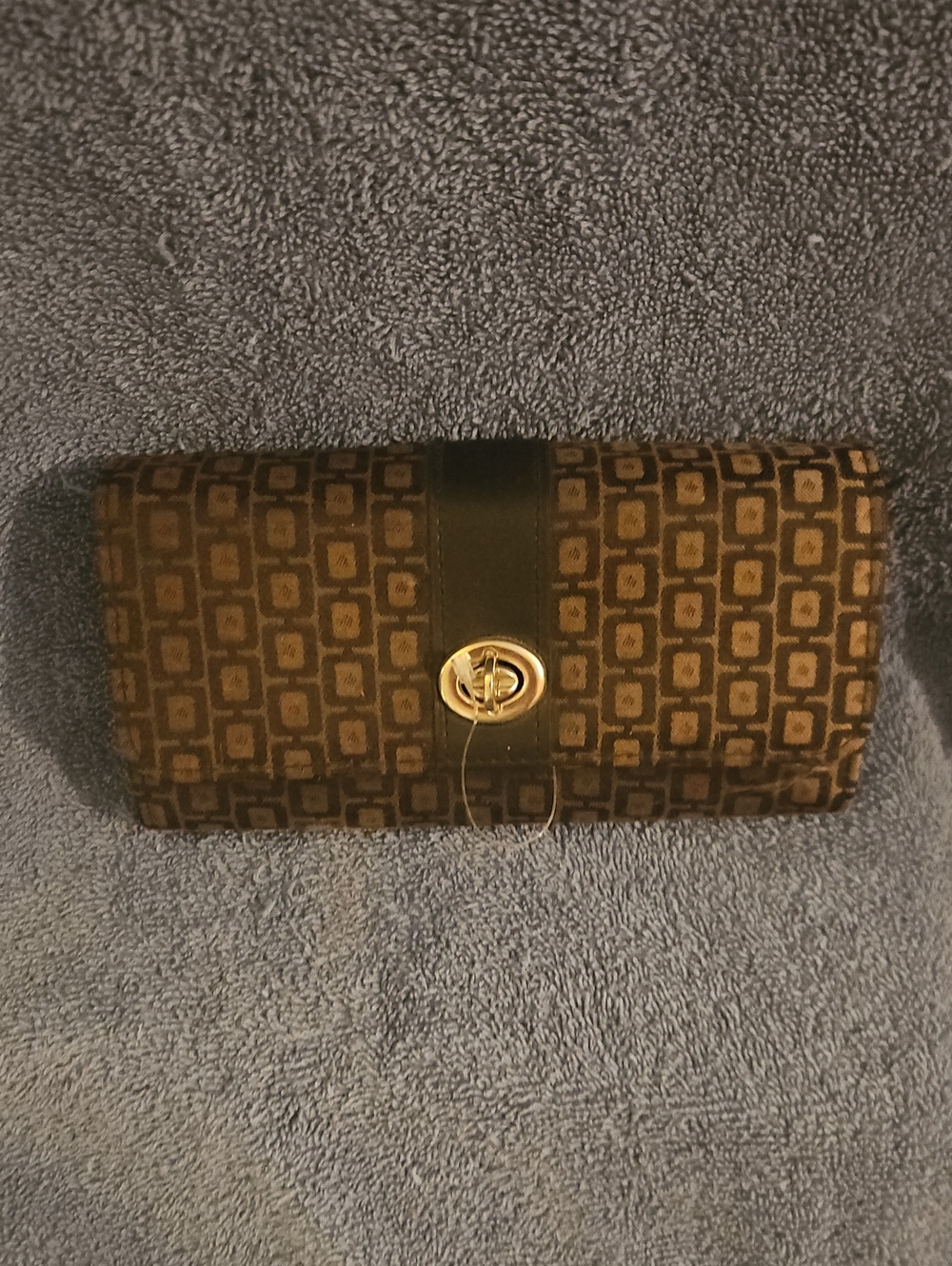 Coach Brown Signature Square-Print Turnlock Wristlet Clutch